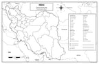 Iran Map Poster, Provinces & Capitals, Double-Sided Laminated, 11x17