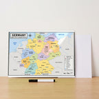 Germany Map Poster, States & Capitals, Double-Sided Laminated, 11x17