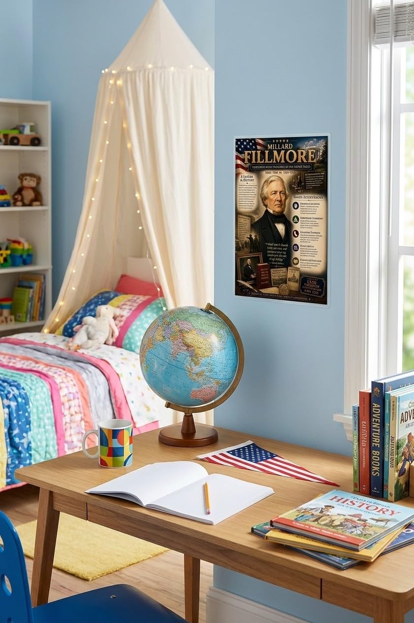 Millard Fillmore Poster, 13th U.S. President, 8.5x11 Laminated Chart