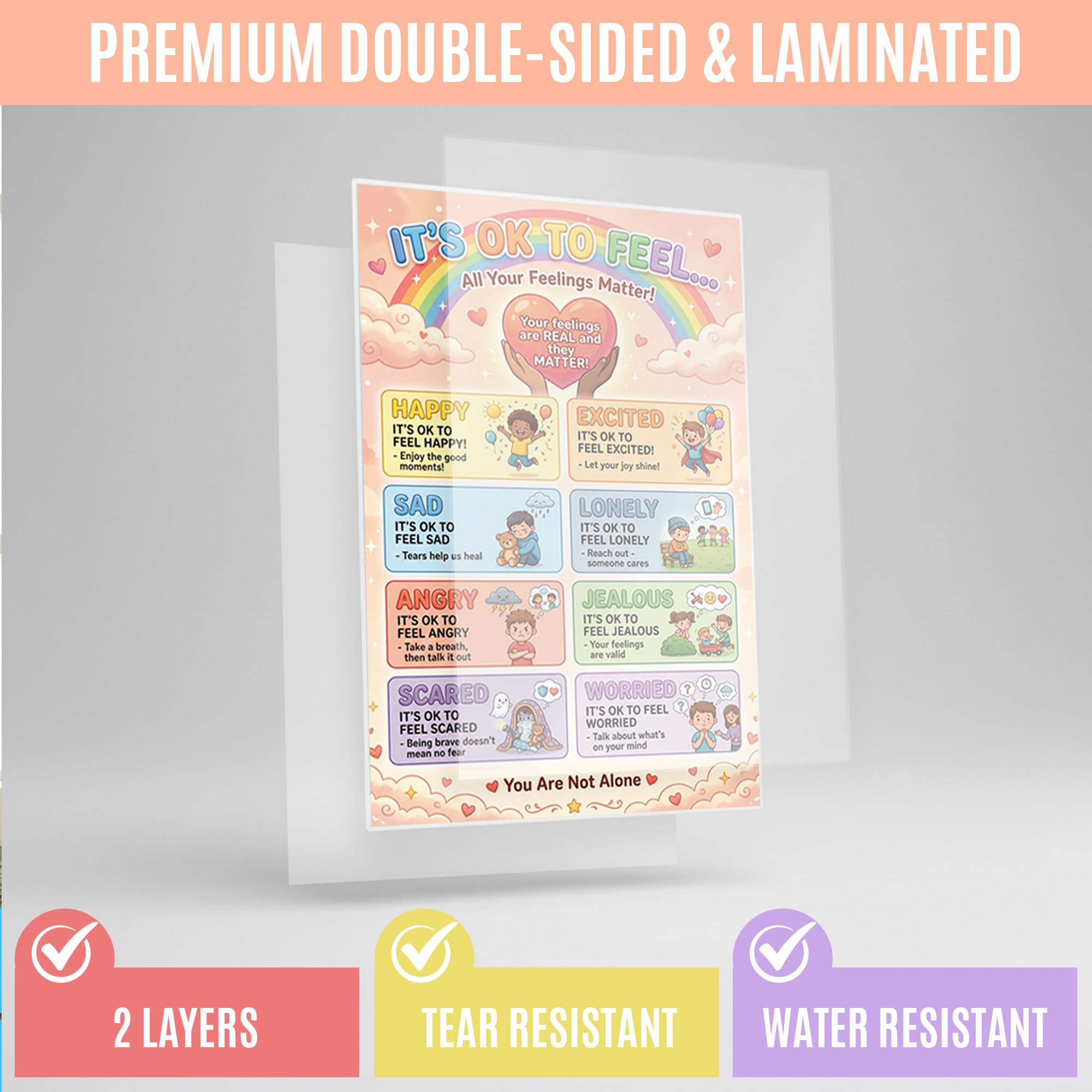 JELLY BEAN GENIUS Emotional Awareness Poster for Kids – Social Emotional Learning Visual for Classroom & Home Calm Down