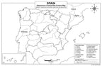 Spain Map Poster 11x17 | Laminated Double-Sided Geography Chart with Color Map Front & Blank Outline Back | Reusable