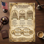 JELLY BEAN GENIUS Three Branches of Government Poster for Kids, 11x17 Laminated US Civics Poster, Legislative Executive