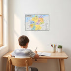 Germany Map Poster, States & Capitals, Double-Sided Laminated, 11x17