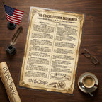 JELLY BEAN GENIUS US Constitution Poster for Kids, 11x17 Laminated Civics Chart, Original Text with Kid-Friendly