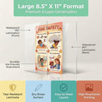 Laminated safety poster set for kids with QR codes for audio lessons on fire, water, playground, germs, first aid, nurse, and — view 3