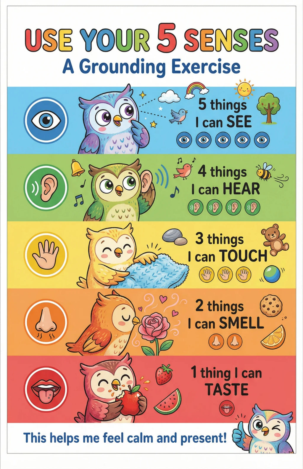 Set of 4 laminated calming corner posters for breathing and grounding with QR codes for audio lessons — view 5