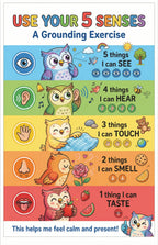 Set of 4 laminated calming corner posters for breathing and grounding with QR codes for audio lessons — view 5