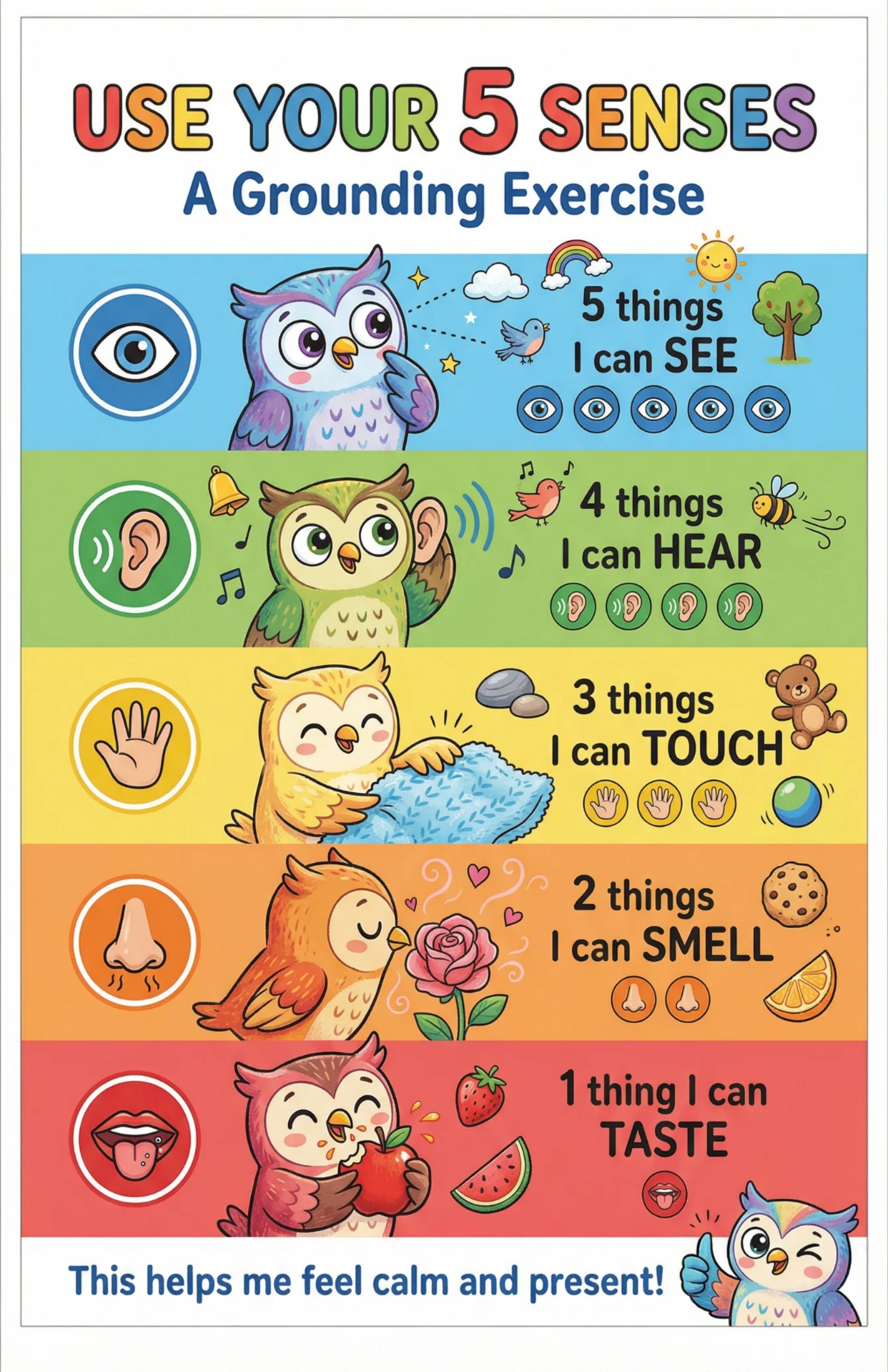 Set of 4 laminated calming corner posters for breathing and grounding with QR codes for audio lessons — view 5