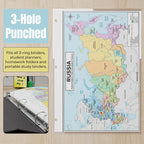 Russia Map Reference Chart – Laminated, Double-Sided 3-Ring Binder Insert (8.5 x 11 Inches) – Federal Subjects Major Cities
