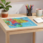World Map & Africa Map Reference Page – Laminated, Double-Sided 3-Ring Binder Insert – Durable Gloss Geography Chart for Study (5 Pack)