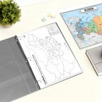 China Map Poster for Kids - 2-Sided Laminated 8.5x11, Provinces Cities & Geographic Features with Blank Practice Map