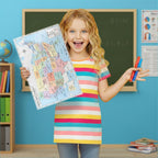 Nine laminated world map posters for kids, including Africa, Asia, Europe, USA, Canada, and more with QR codes. — view 2