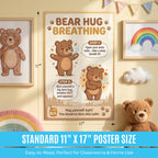 JELLY BEAN GENIUS Bear Hug Breathing Poster for Kids – Self-Hug Calming Technique, Calm Corner Classroom Decor, SEL Social