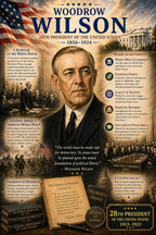 JELLY BEAN GENIUS Woodrow Wilson Poster (8.5x11 Laminated) – American Presidents Educational Series | 28th U.S. President Biography Chart | Classroom & Homeschool Learning Charts