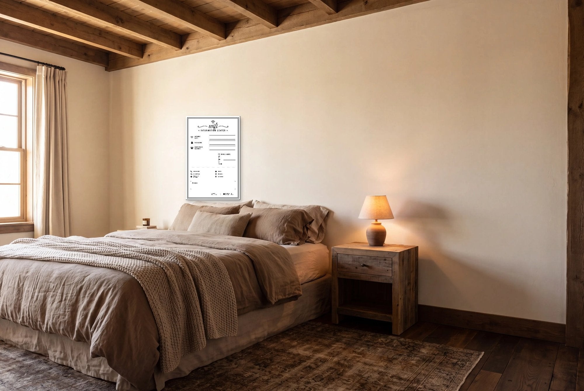 Five laminated WiFi information posters with QR codes for narrated audio lessons. — view 2