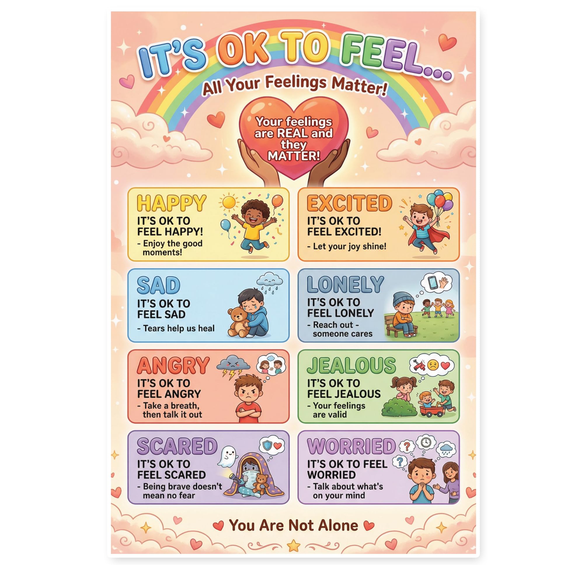 JELLY BEAN GENIUS Emotional Awareness Poster for Kids – Social Emotional Learning Visual for Classroom & Home Calm Down