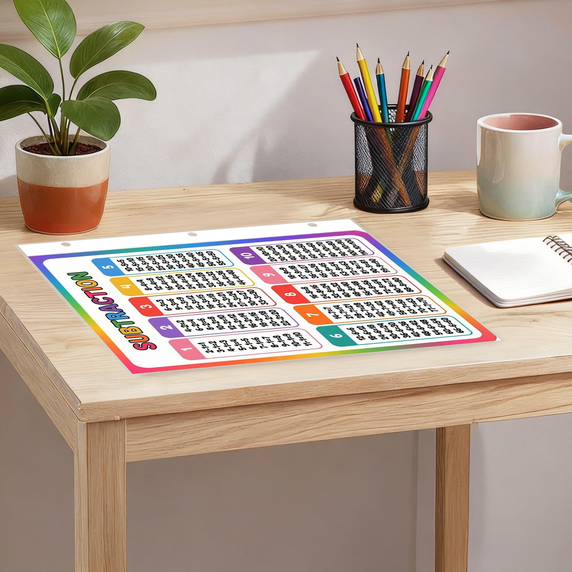 Addition & Subtraction Math Facts Reference Chart for Kids – Laminated, Double-Sided 3-Ring Binder Insert (8.5 x 11 Inches)