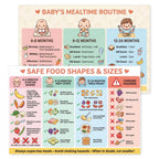 JELLY BEAN GENIUS Baby Mealtime Routine Poster – Safe Food Shapes & Sizes Guide | Laminated Infant Feeding Schedule Chart