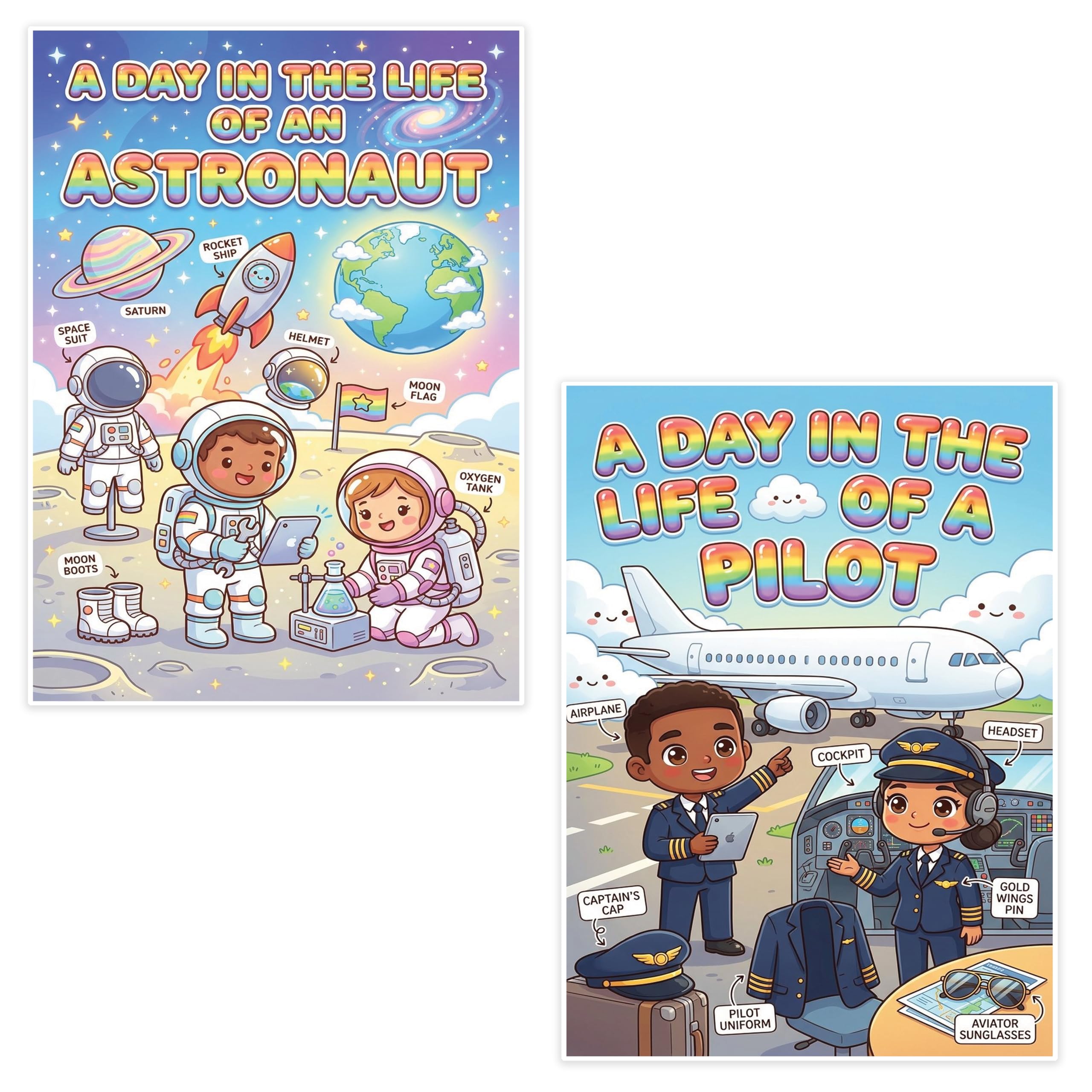 Astronaut and Pilot Mini Poster for Kids | Community Helpers Learning Chart for Kids (8.5x11)
