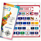 Updated United States Map with All 50 State Flags – Laminated, Double-Sided 3-Ring Binder Insert – Durable Gloss Reference