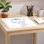 Africa Map Poster for Kids - 2-Sided Laminated 8.5x11, Countries Capitals & Geographic Features with Blank Practice Map