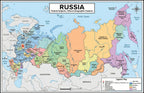 Russia Map Poster 11x17 | Laminated Double-Sided Geography Chart with Color Map Front & Blank Outline Back | Reusable