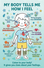JELLY BEAN GENIUS My Body Tells Me How I Feel – Double-Sided Feelings Poster (Boy/Girl)