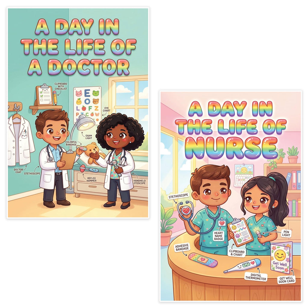 JELLY BEAN GENIUS Doctor and Nurse Poster for Kids – Laminated Double-Sided Community Helpers Career Wall Art & Educational