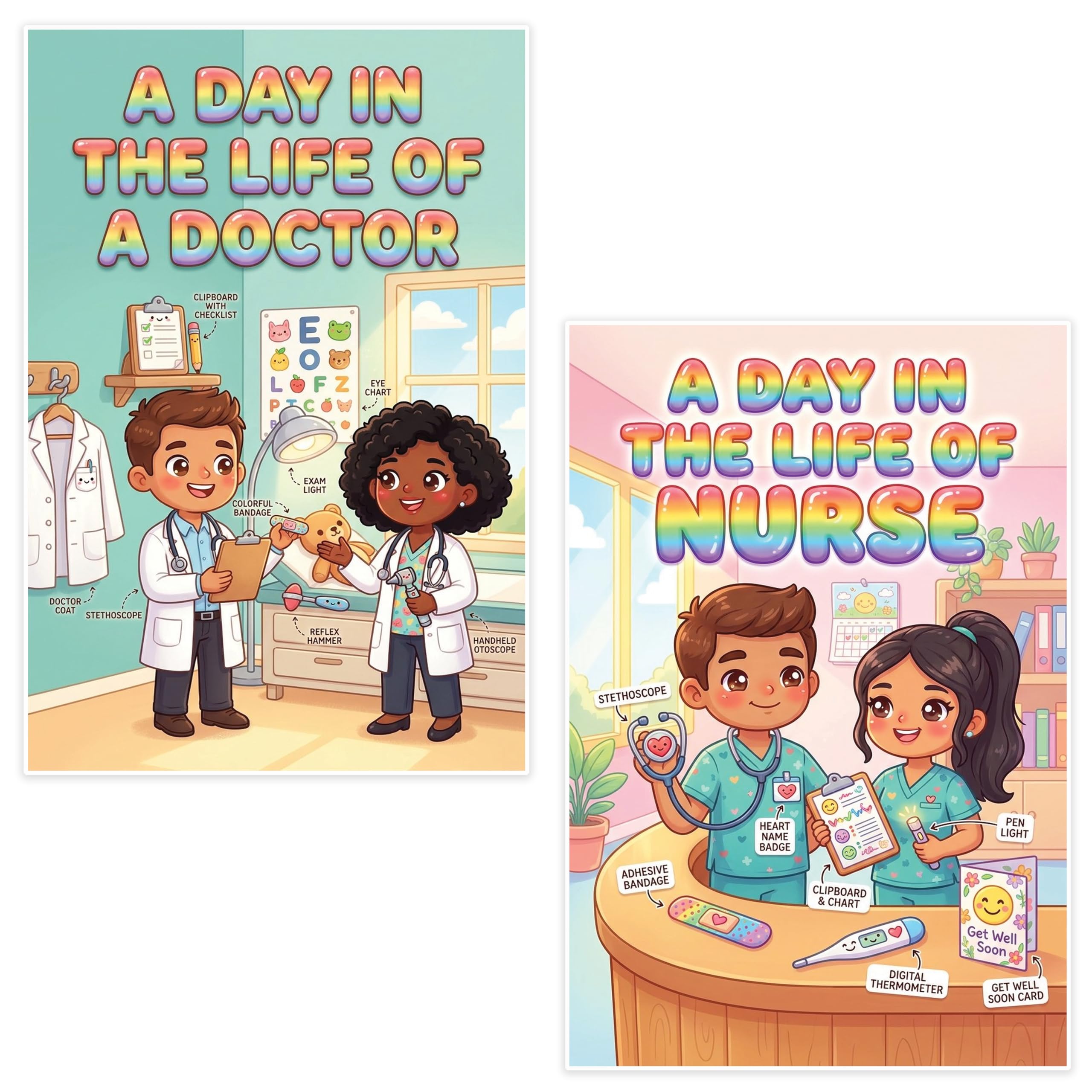 JELLY BEAN GENIUS Doctor and Nurse Poster for Kids – Laminated Double-Sided Community Helpers Career Wall Art & Educational
