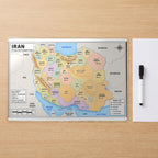Iran Map Poster, Provinces & Capitals, Double-Sided Laminated, 11x17