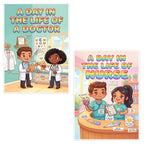 JELLY BEAN GENIUS Doctor and Nurse Mini Poster for Kids – Laminated Double-Sided Community Helpers Career Chart | 8.5x11