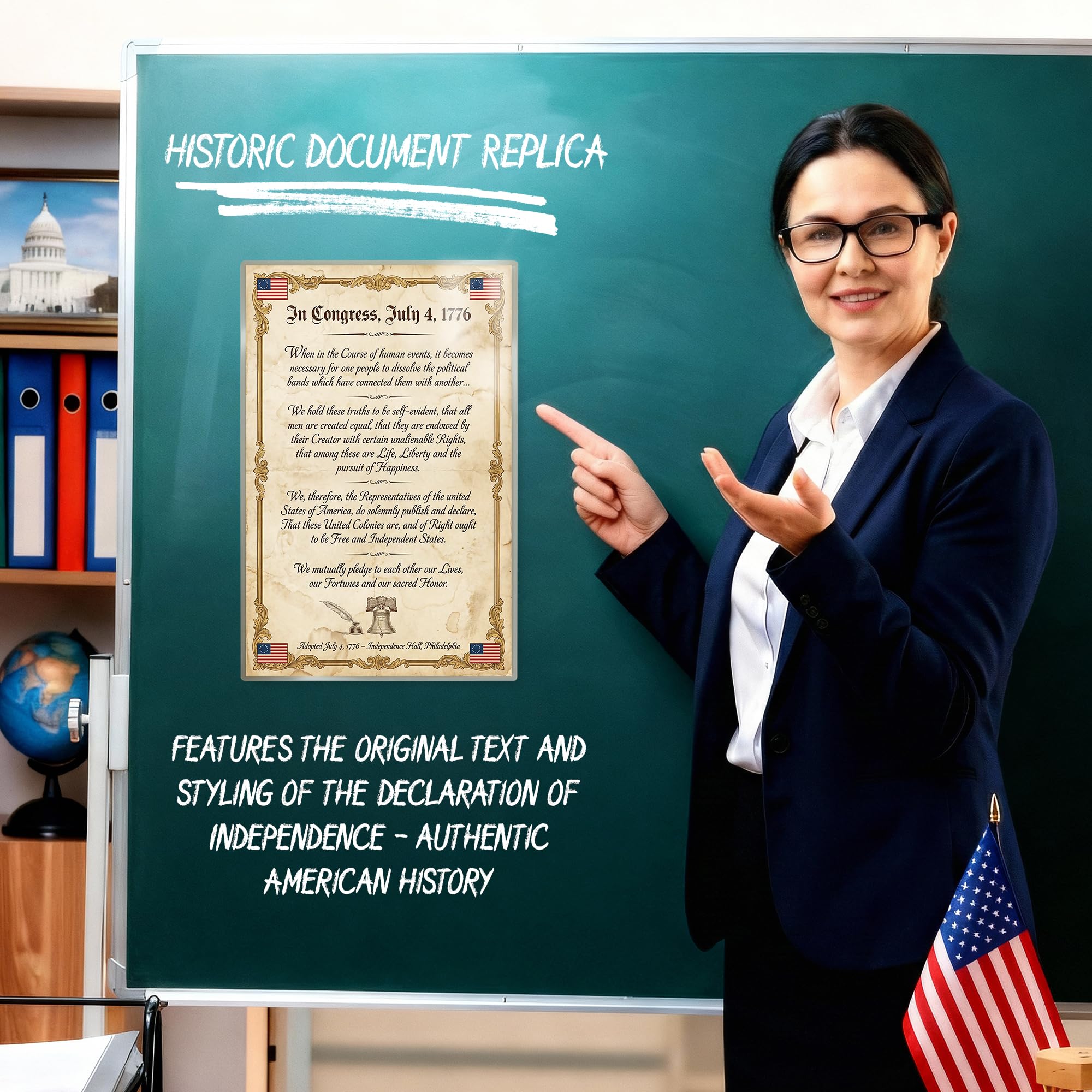 JELLY BEAN GENIUS Declaration of Independence Original Document Poster - Historic Text Replica - Laminated 11x17 - Founding