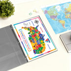 Updated United States Map & States–Cities Reference Page – Laminated, Double-Sided 3-Ring Binder Insert – Durable Gloss
