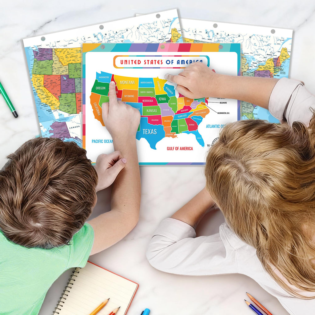 World Map & U.S. Presidents Reference Page – Laminated, Double-Sided Binder Insert for Study & Organization – Fits Standard