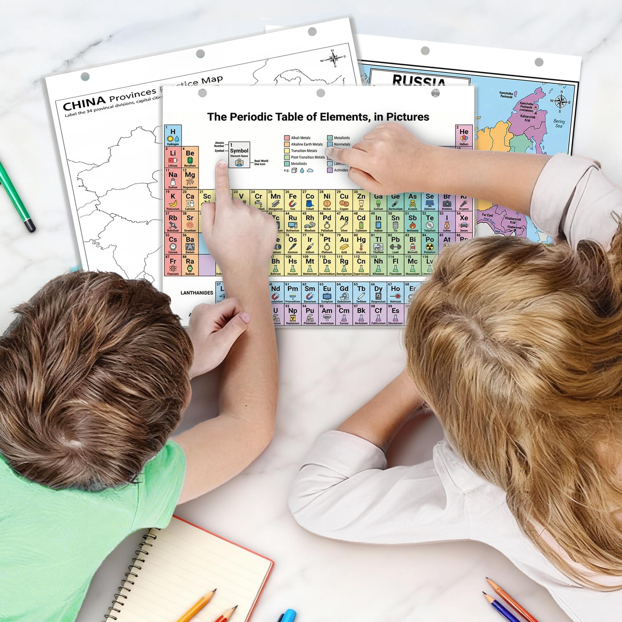 JELLY BEAN GENIUS Periodic Table of Elements Reference Chart – Laminated, Double-Sided 3-Ring Binder Insert (8.5 x 11