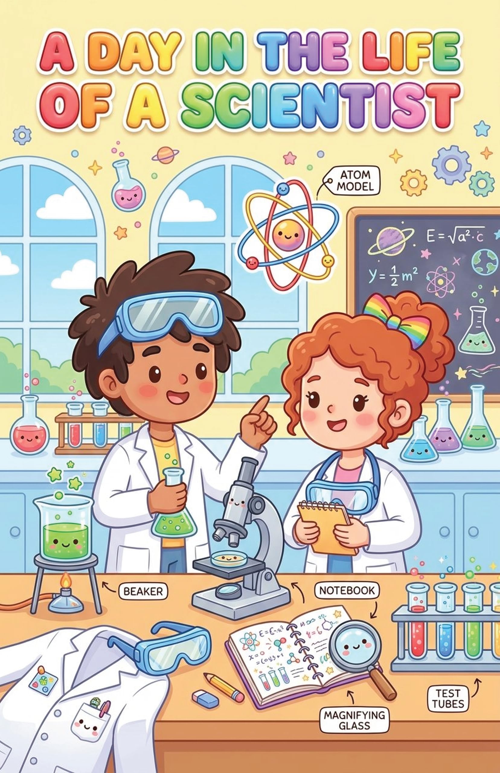 JELLY BEAN GENIUS Teacher and Scientist Poster for Kids – Laminated Double-Sided Community Helpers Career Wall Art &