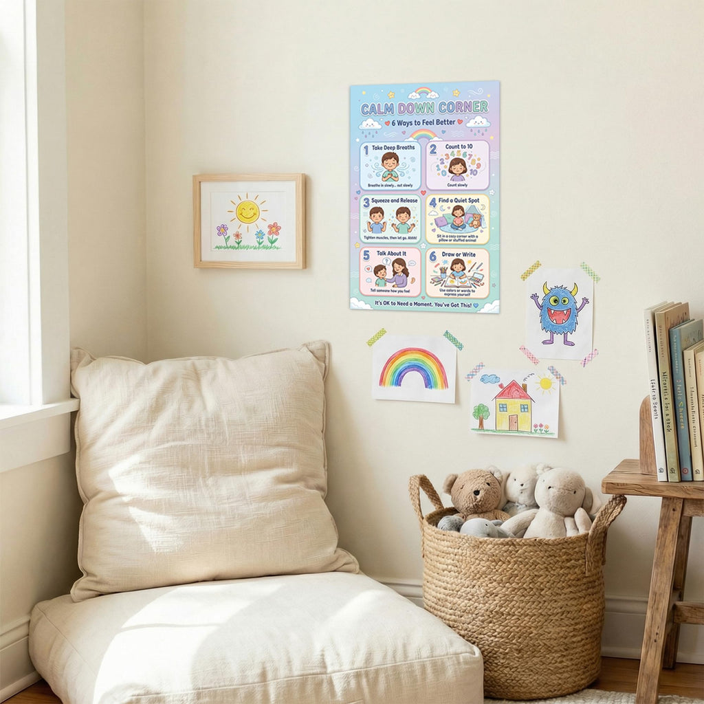JELLY BEAN GENIUS 6 Ways to Feel Better Calming Poster for Kids – Coping Skills & Emotional Awareness Visual for Classroom