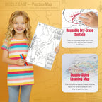 JELLY BEAN GENIUS Middle East Poster 11x17 | Laminated Double-Sided Geography Chart with Color Map Front & Blank Outline