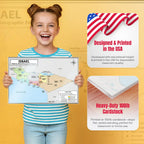 Israel Map Poster 11x17 | Laminated Double-Sided Geography Chart with Color Map Front & Blank Outline Back | Reusable