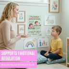 JELLY BEAN GENIUS Smell the Flower Blow the Pinwheel Breathing Poster for Kids – Deep Breathing & Emotional Awareness