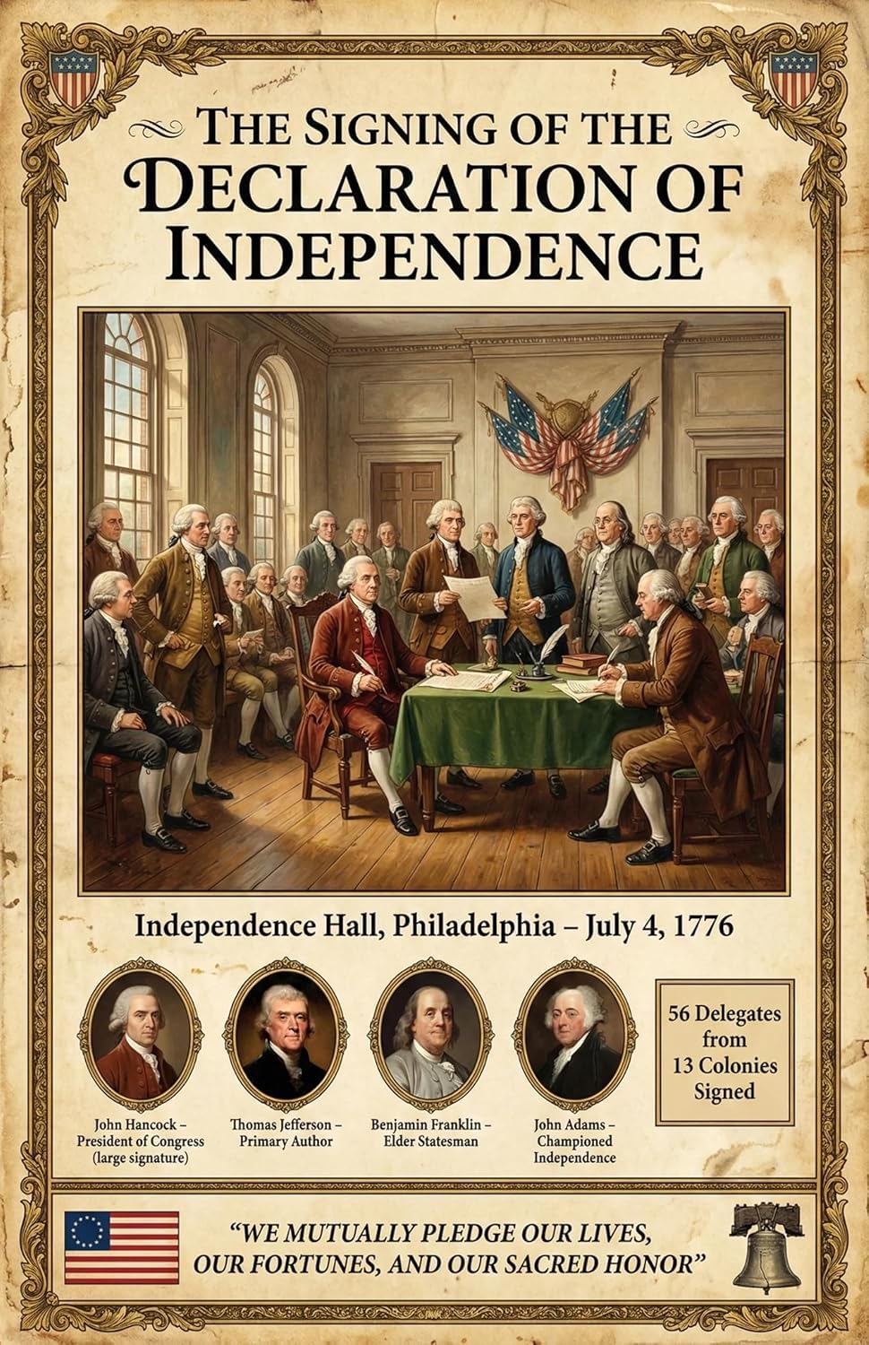 JELLY BEAN GENIUS Declaration of Independence Binder Sheets (2 Pack) - Two-Sided 8.5x11 Laminated - Signers, Summary
