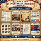 US Civics & American History Posters, Choose 3, 5, 10, 15, Laminated 11x17