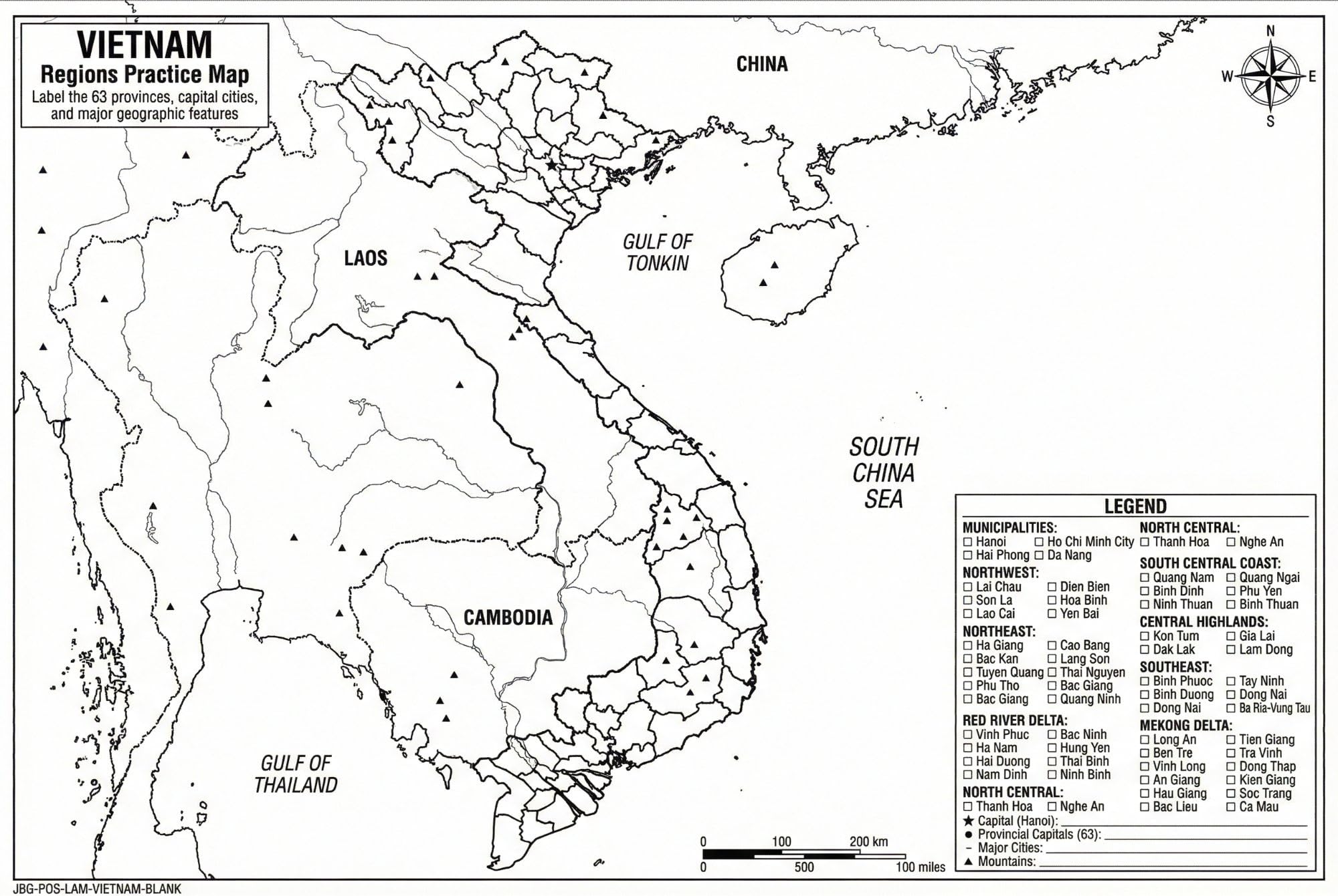 Vietnam Map Poster for Kids - Educational Geography Wall Art with 63 Provinces, Capitals & Major Cities - Laminated