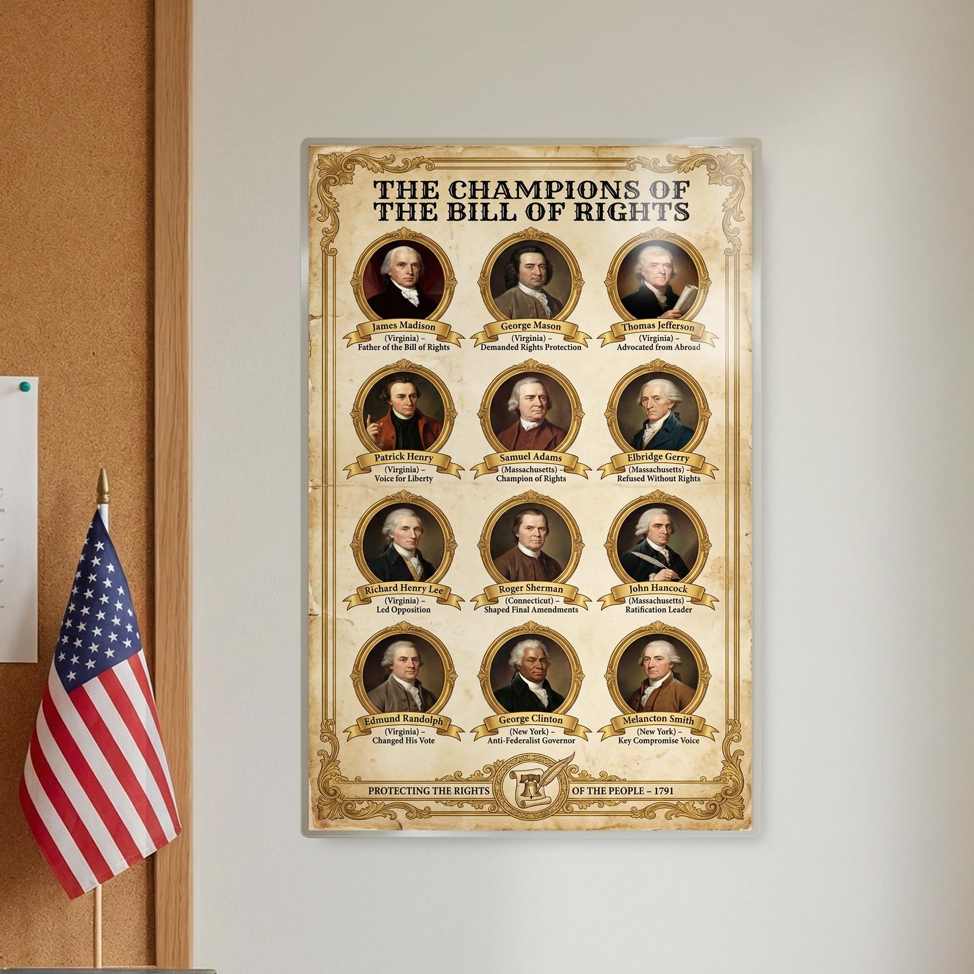 JELLY BEAN GENIUS Champions of the Bill of Rights Poster - Founding Fathers Who Fought for Freedom - Laminated 11x17 - US