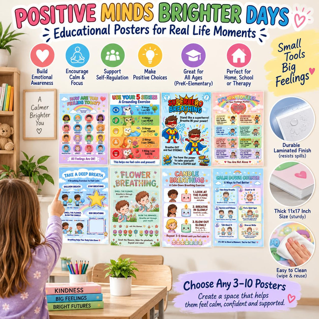 Calm Down Corner Posters, Choose Any 3-10 SEL Posters, Laminated 11x17