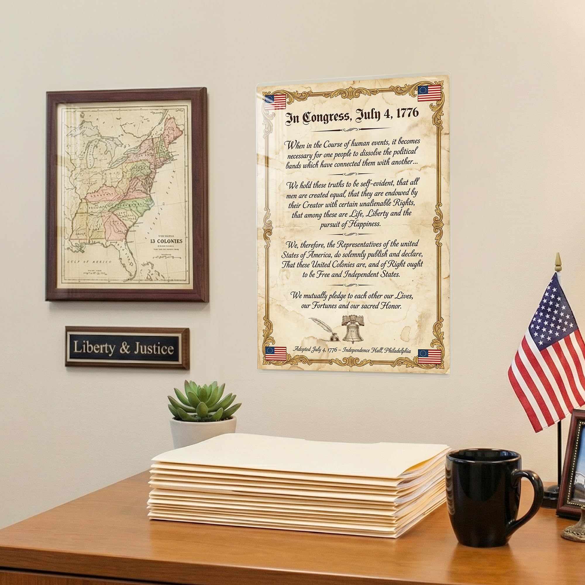 JELLY BEAN GENIUS Declaration of Independence Original Document Poster - Historic Text Replica - Laminated 11x17 - Founding