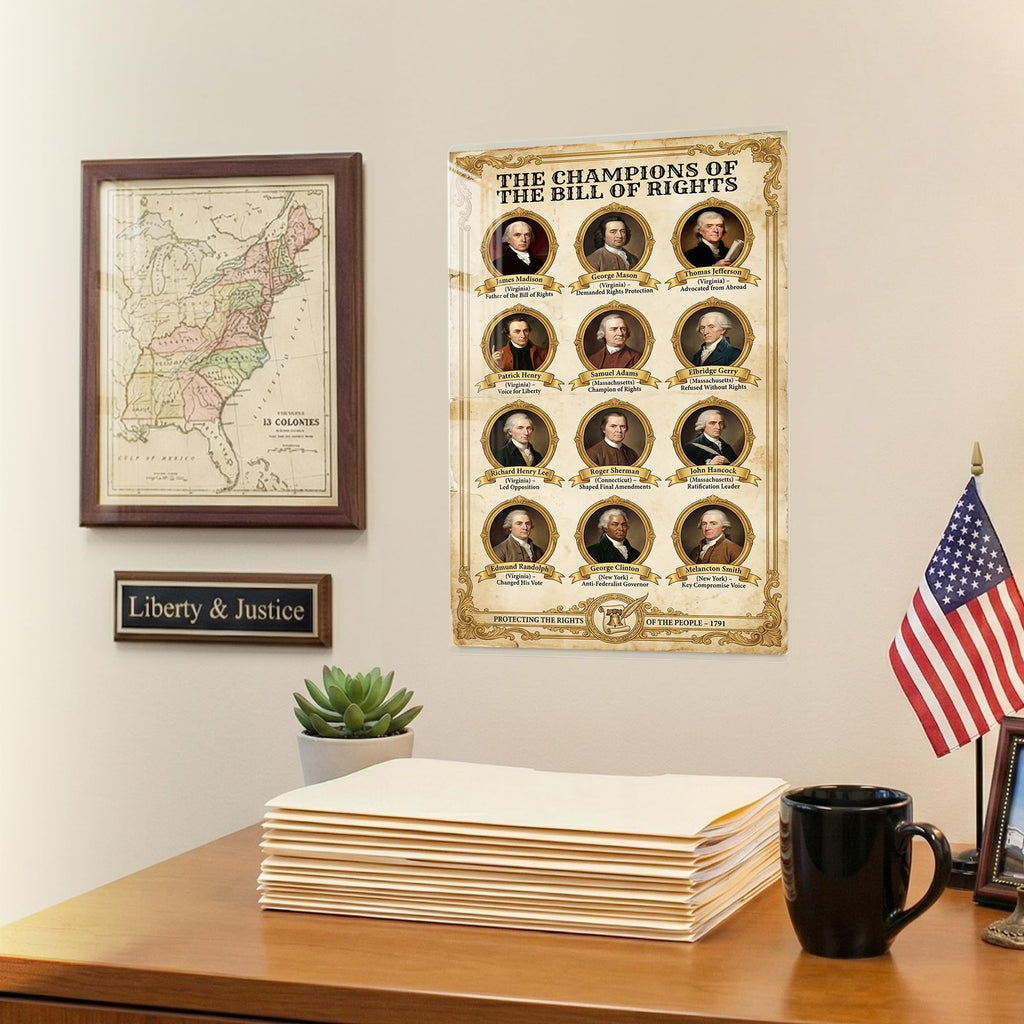 JELLY BEAN GENIUS Champions of the Bill of Rights Poster - Founding Fathers Who Fought for Freedom - Laminated 11x17 - US