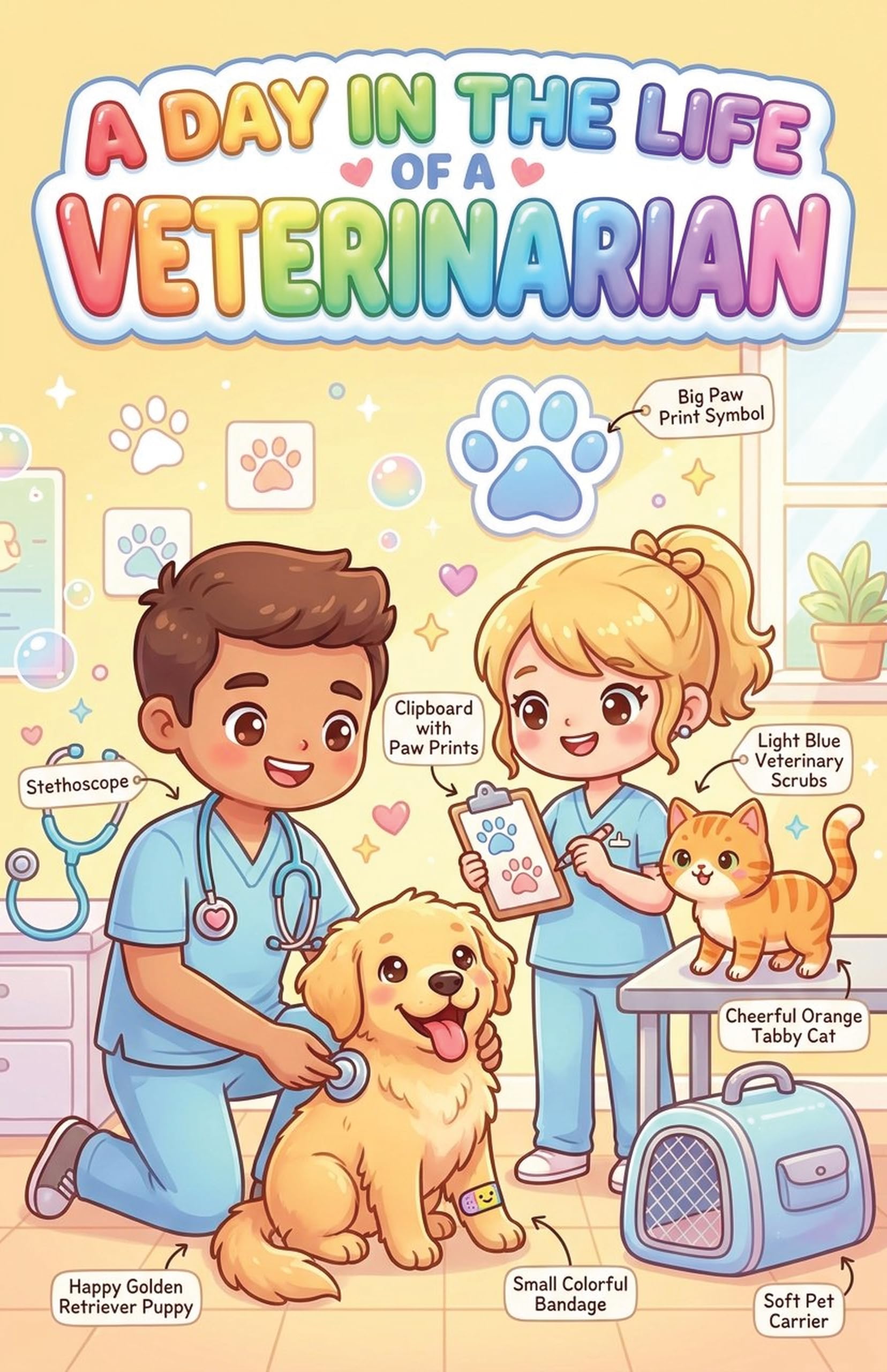 JELLY BEAN GENIUS Dentist and Veterinarian Poster for Kids – Laminated Double-Sided Community Helpers Career Wall Art &