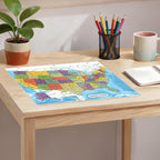 Updated Detailed United States Map & U.S. Vice Presidents Reference Page – Laminated, Double-Sided 3-Ring Binder Insert –