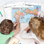 Australia & Oceania Map Poster for Kids - 2-Sided Laminated 8.5x11, Countries Capitals & Geographic Features with Blank